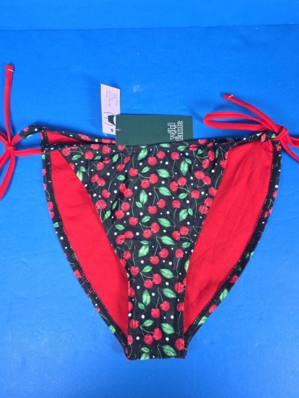 Wild Fable Low Rise High Leg Bikini Swimsuit Bottom Women M Black Cherries